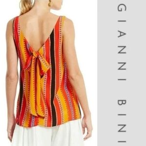 GIANNI BINI Jordan Tie Back Striped Vibrant Color Tank Top New L Resortwear